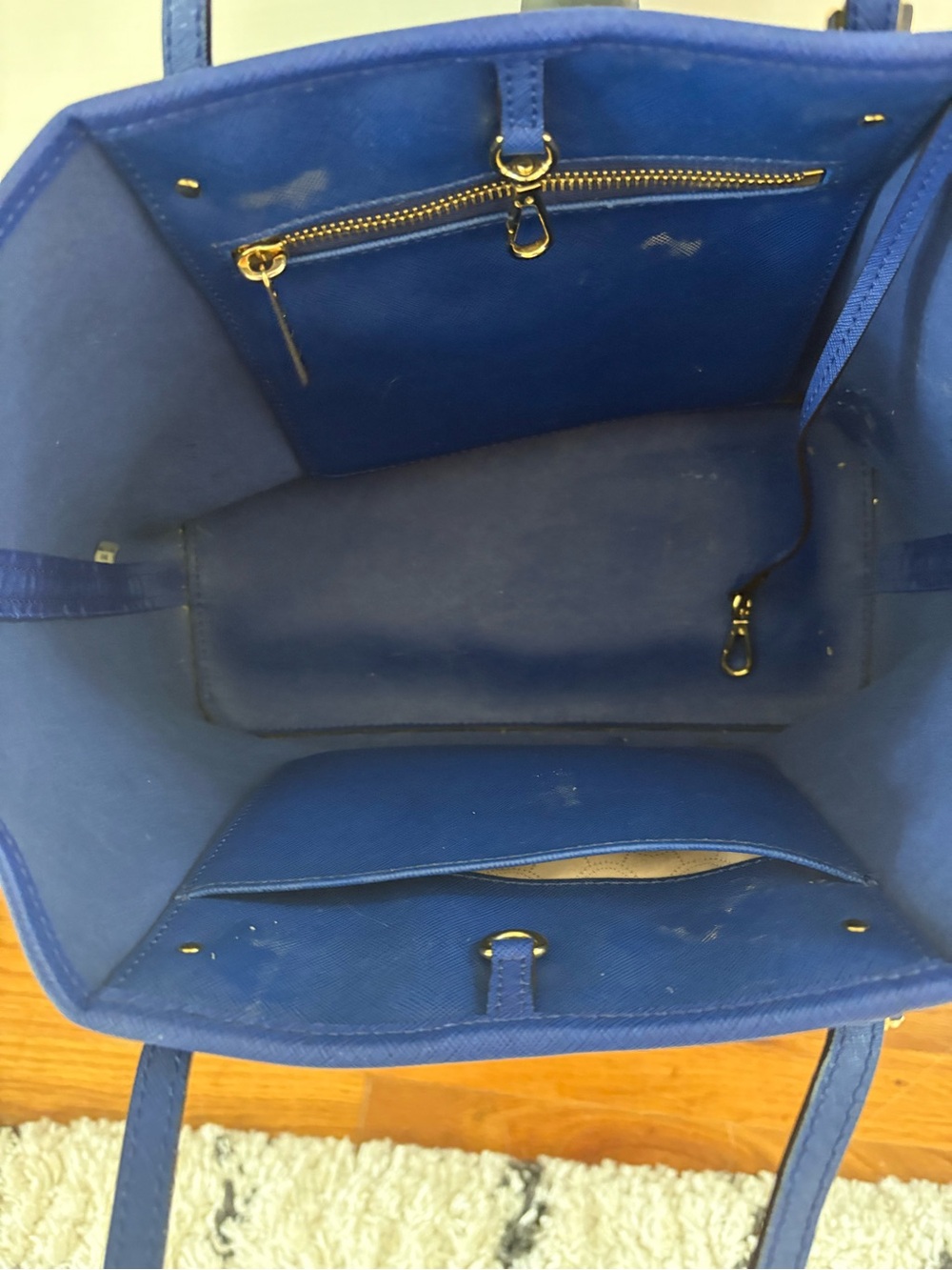 Michael Kors Royal Blue Saffiano Leather Tote with Gold Accents - Picture 2 of 4